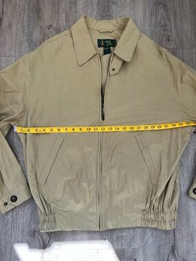 Bobby Jones 100% Silk Khaki Tan Bomber Zip Up Vintage Golf